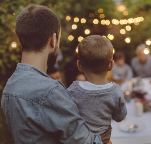 Parent holding child